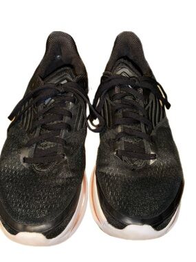 Asics Black Running Shoes with White and Light Pink Accents